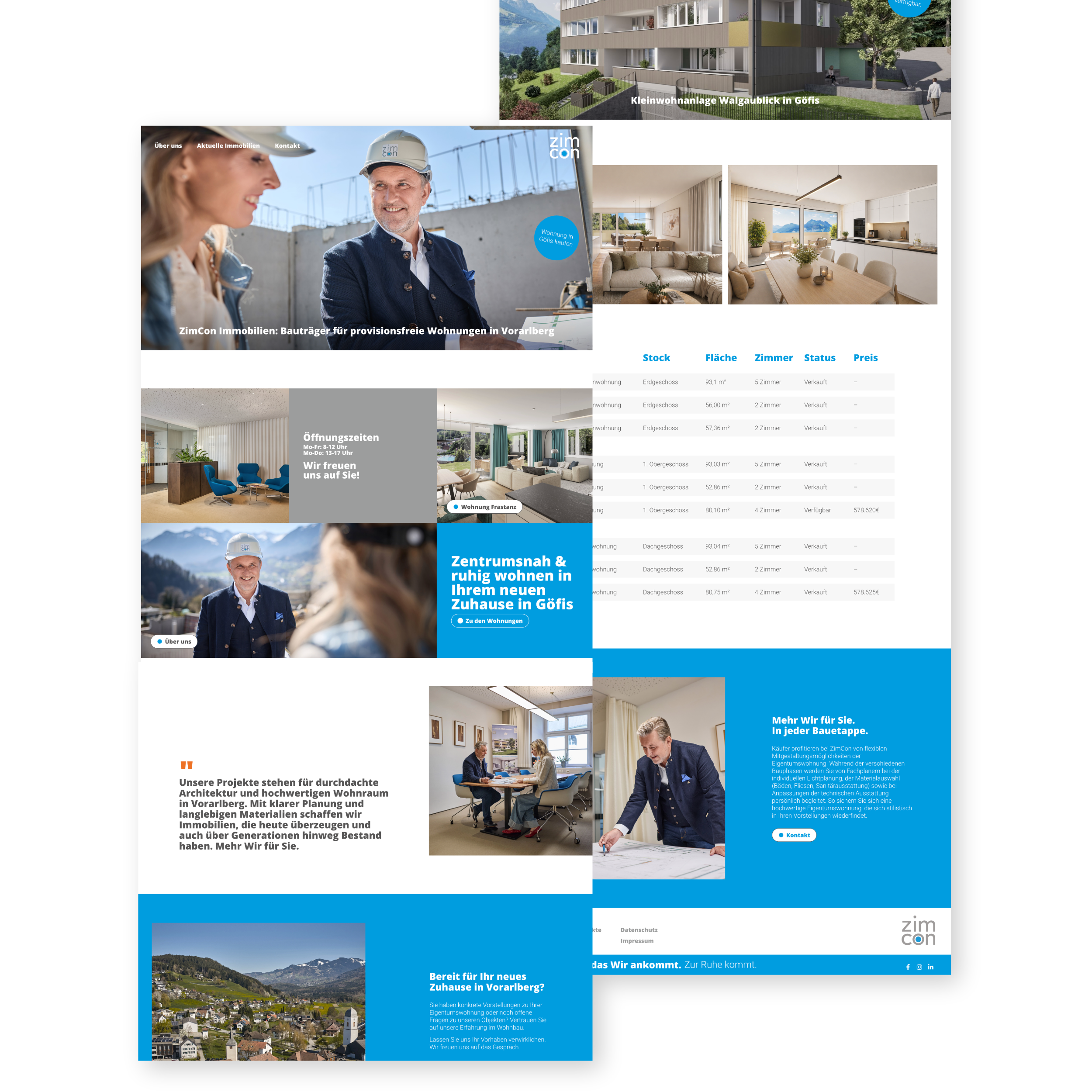 Zimcon Immobilien Göfis Webdesign Mockup